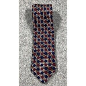 Ben Silver Pure English Silk Tie Handmade Charleston/London Burgundy Geometric